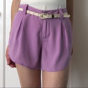 Alice & Olivia Lavender 100% silk shorts